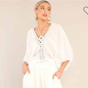 NWT white boho crochet style summer top